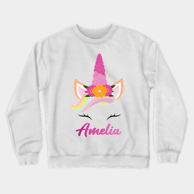 Name amelia unicorn lover Crewneck Sweatshirt by Gaming champion